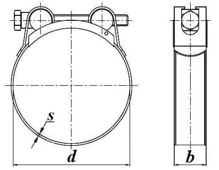 Хомут силовой одноболтовый из оцинкованной стали W1 - схема, чертеж
