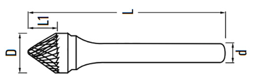 Борфреза твердосплавная форма J - схема