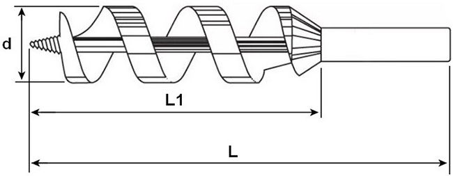 Сверло по дереву винтовое Форвард - схема, чертеж