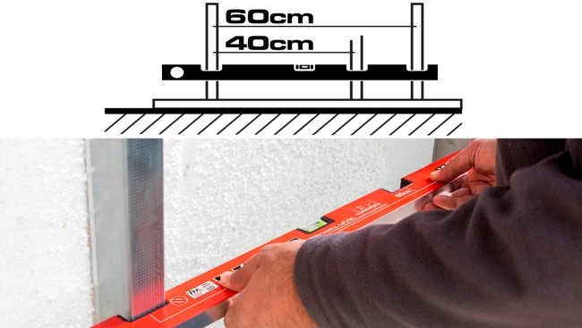 Вырезы под профиль для гипсокартона шириной 50 мм с шагом 40 см и 60 см - уровень монтажный для гипсокартона KAPRO 773B