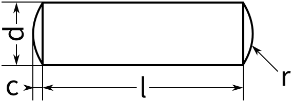 Штифт цилиндрический направляющий DIN 7 - схема