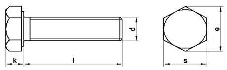 Схема болта DIN 933 с полной резьбой