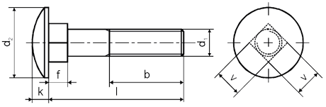 Болт мебельный DIN 603 - схема