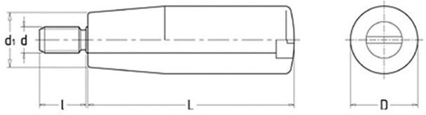 Цилиндрическая вращающаяся рукоятка с болтом U33 - размеры