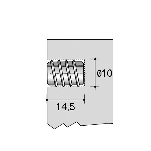Футорка металлическая D12, М8 Х 15, BU15 - размеры отверстия