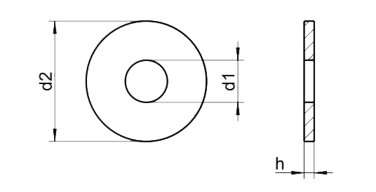 Шайба кузовная DIN 9021 - схема, чертеж