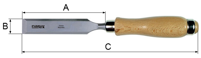Стамеска плоская с деревянной ручкой Narex Wood Line Profi - схема, чертеж