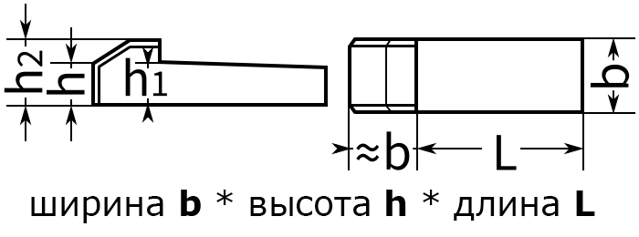 Врезная клиновая шпонка DIN 6887 - чертеж