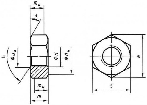 Высокопрочная гайка Peiner EN 14399-4 (DIN 6915) - чертеж