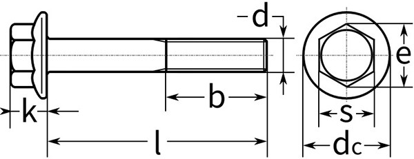 Болт с фланцем и мелкой резьбой DIN 6921 - схема