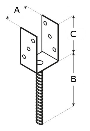 U-образное основание колонны бруса - схема, чертеж