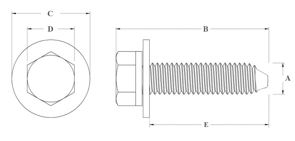 Болт (винт) шестигранный М8х1,25х20 мм с шайбами SN-10070 - схема, чертеж