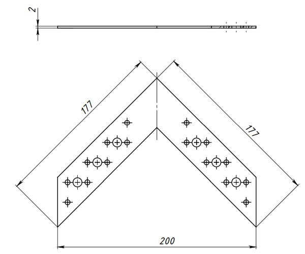 Угловой соединитель 175х175 - схема, чертеж