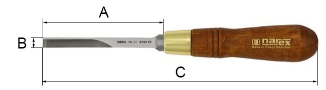 Стамеска угловая 10х10 мм Narex Wood Line Plus 81341 - схема, чертеж