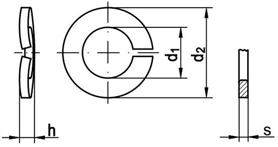 Изогнутая шайба-гровер DIN 128 form A - чертеж
