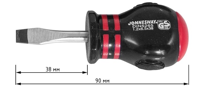 Отвертка шлицевая SL6,5х38 мм Jonnesway HERCULES D03S638