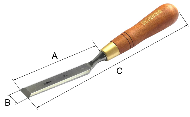 Стамеска плоская изогнутая с ручкой 7 мм Narex Wood Line Plus 813307 - схема, чертеж