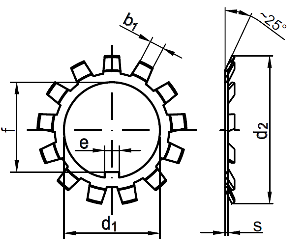 Шайба стопорная многолапчатая DIN 5406-схема