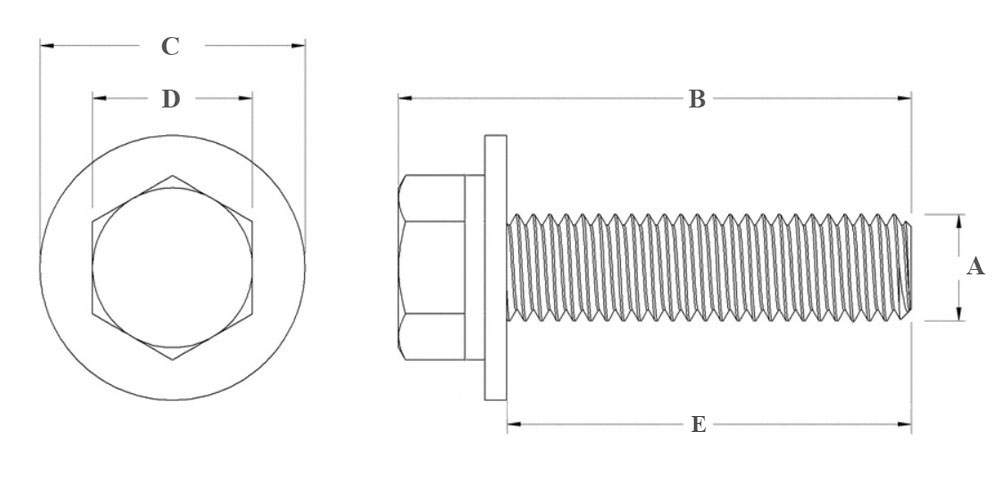 Болт шестигранный М6х1х17 мм многоцелевой с шайбами SK-9334 - схема, чертеж