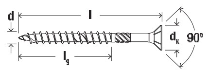 Саморез конструкционный Fischer FPF-ST ZPP - схема, чертеж