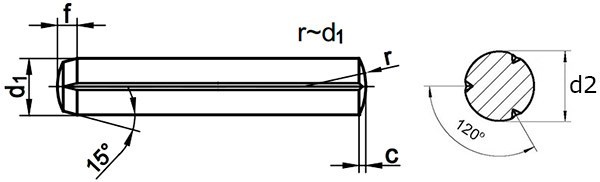 Цилиндрический установочный штифт DIN 1473 - чертеж, схема