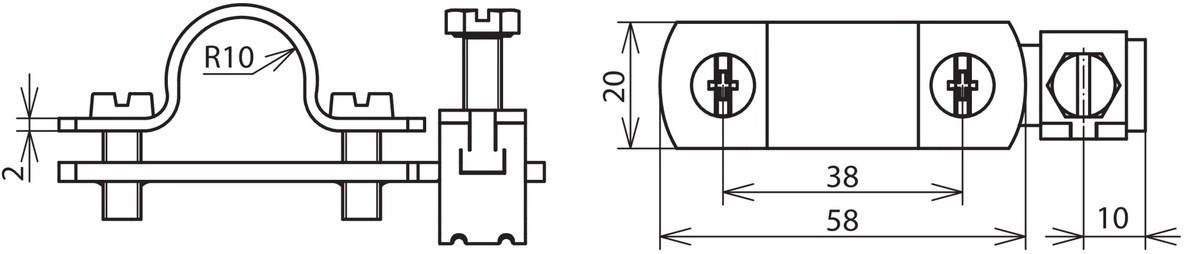 Клемма для подключения HVI проводника к системе уравнивания потенциалов 20 мм. 4-95 мм