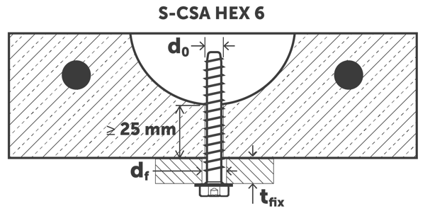 Шуруп по бетону S-CSA Sormat - схема, чертеж