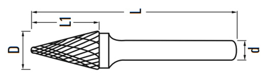 Борфреза твердосплавная форма M - схема