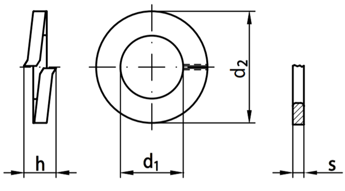 Шайба пружинная (гровер) DIN 127 тип A - схема