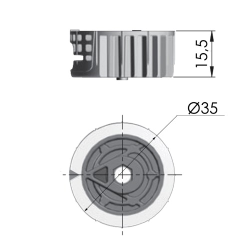 Эксцентрик в пластиковом корпусе SPIRAL LOCK для плит толщиной от 22 мм, D35 - размеры