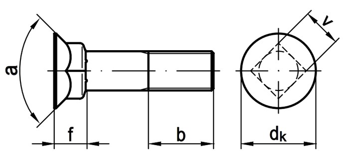 Лемешный болт ГОСТ 7786-81 (аналог DIN 608) - схема, чертеж