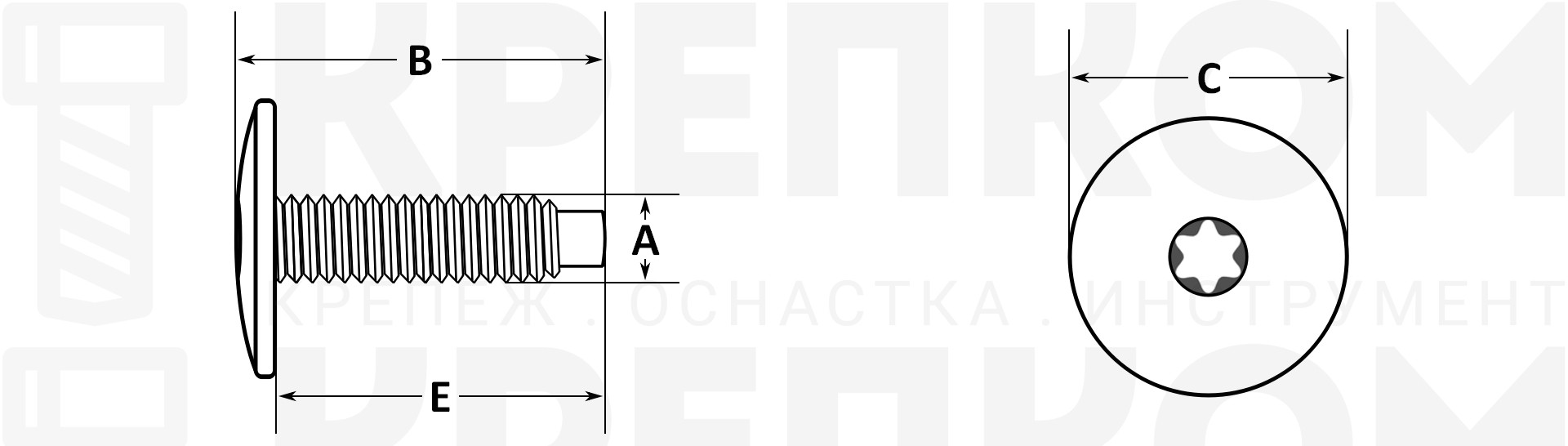 Винт полукруглый М6х1х20 мм K2334 для Audi, Seat, Skoda, Volkswagen,  Infiniti, Nissan, Citroen, Peugeot, Lada, Renault - купить в Крепком