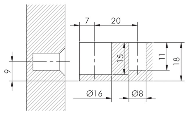 ELEFANT Стяжка для плит толщиной от 18 мм - размеры монтажа