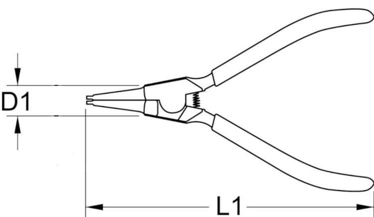 Щипцы для внутренних стопорных колец прямой сжим, 9" (230 мм) Jonnesway AG010003-схема