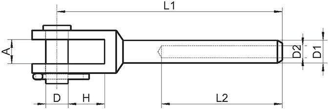 Вилка для обжима на трос 8280, тросовый обжим чертеж схема, Fork terminal