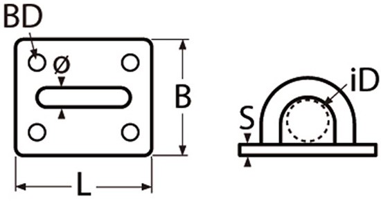 Обушок для квадратной основе 8225 - чертеж схема