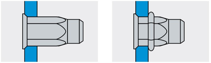 Резьбовая заклепка с уменьшенным бортиком, шестигранная ½ - установка
