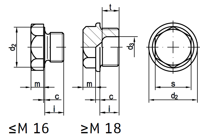 Пробка-заглушка с шестигранной головкой DIN 7604 C-схема