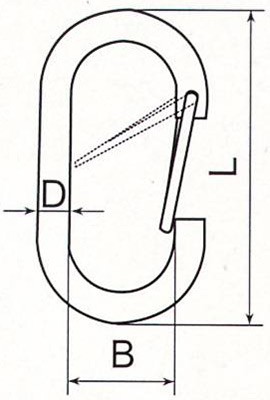 Овальный карабин с пружинной защелкой - чертеж схема товара
