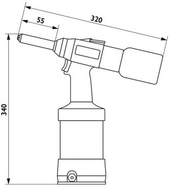 Заклепочник пневмогидравлический для вытяжных заклепок Fasty PP-5000, 4 - 6.4 мм-схема