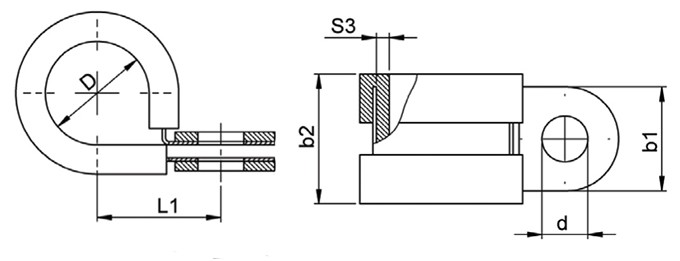 Скоба обрезиненная Norma RSGU DIN 3016 - схема