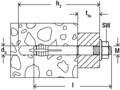 MR Стеновой анкер fischer с ударным распором - схема, чертеж