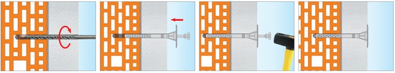 Дюбель фасадный с металлическим гвоздем и термоголовой LFM WKRET-MET - схема, чертеж