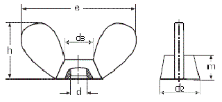 Гайка барашковая DIN 315 латунная (немецкий тип) схема