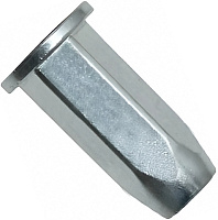 Резьбовая заклепка с цилиндрическим бортиком, шестигранная, закрытая, оцинкованная сталь