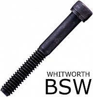 Винт (болт) дюймовый с цилиндрической головкой и внутренним шестигранником BSW DIN 912, класс прочности 10.9, сталь без покрытия