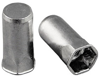 Резьбовая заклепка М8 полушестигранная с уменьшенным бортиком, закрытая, сталь, 100 шт