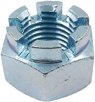 Гайка корончатая (прорезная) с мелкой резьбой DIN 935, класс прочности 8, оцинкованная сталь