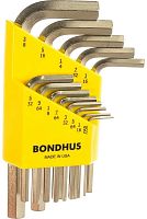 Набор дюймовых шестигранных удлиненных ключей (.050-3/8") Bondhus BriteGuard 16137, 13 штук
