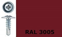 Саморез-клоп с буром 4,2х41 окрашенный, RAL 3005 (винно-красный)